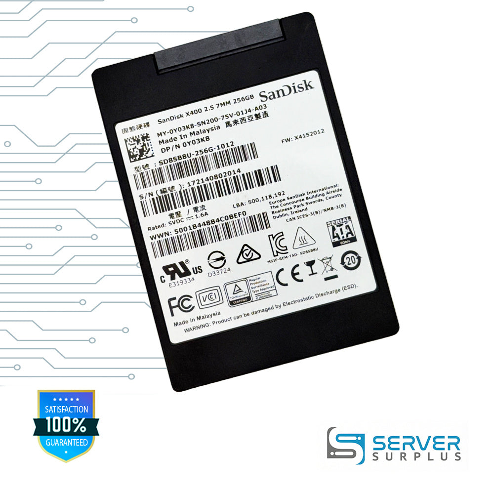 Dell X400 256GB SATA 6Gb/s 2.5 in Enterprise SSD | 0Y03K8 | SD8SB8U-256G-1012 | Y03K8