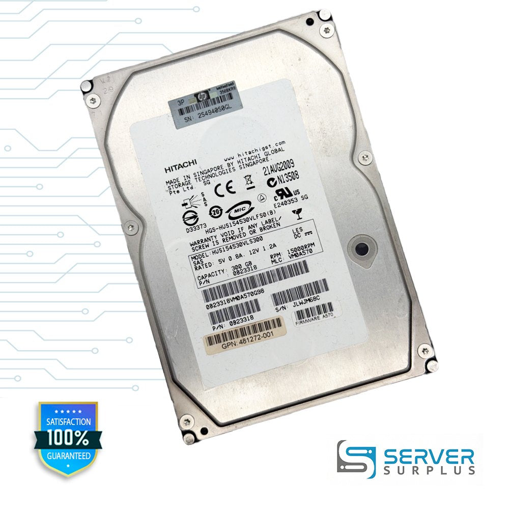 HP HUS154530VLS300 300GB SAS 15000 RPM 3.5 in Enterprise HDD | 481272-001 | 0B23318