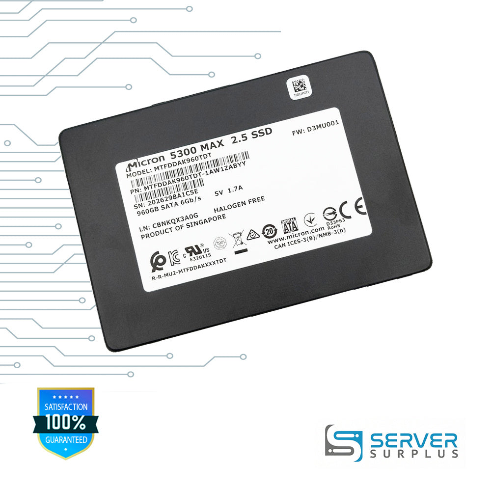 Micron 5300 MAX 960GB SATA 6Gb/s 2.5 in Enterprise SSD | MTFDDAK960TDT-1AW1ZABYY
