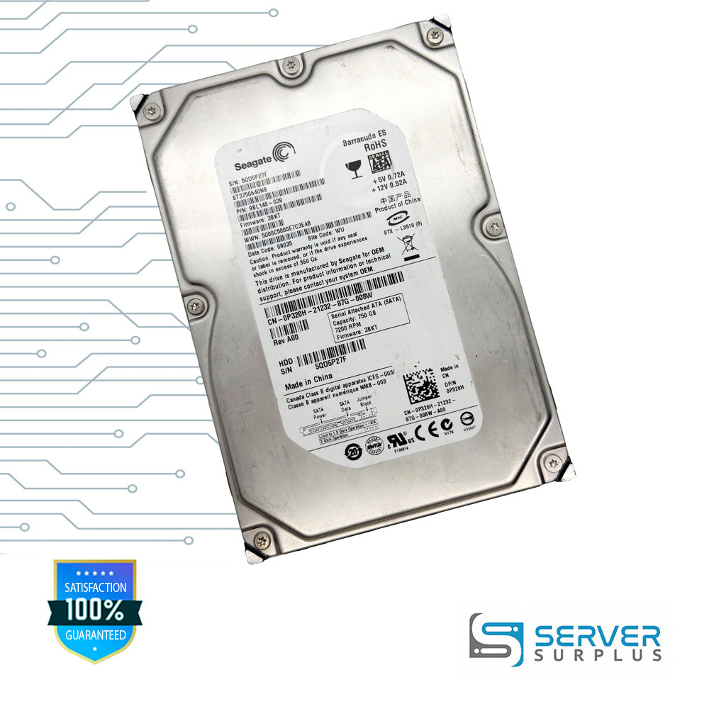 Dell Barracuda ES 750GB SATA 7200 RPM 3.5 in Enterprise HDD | 0P320H | ST3750640NS | 9BL148-039