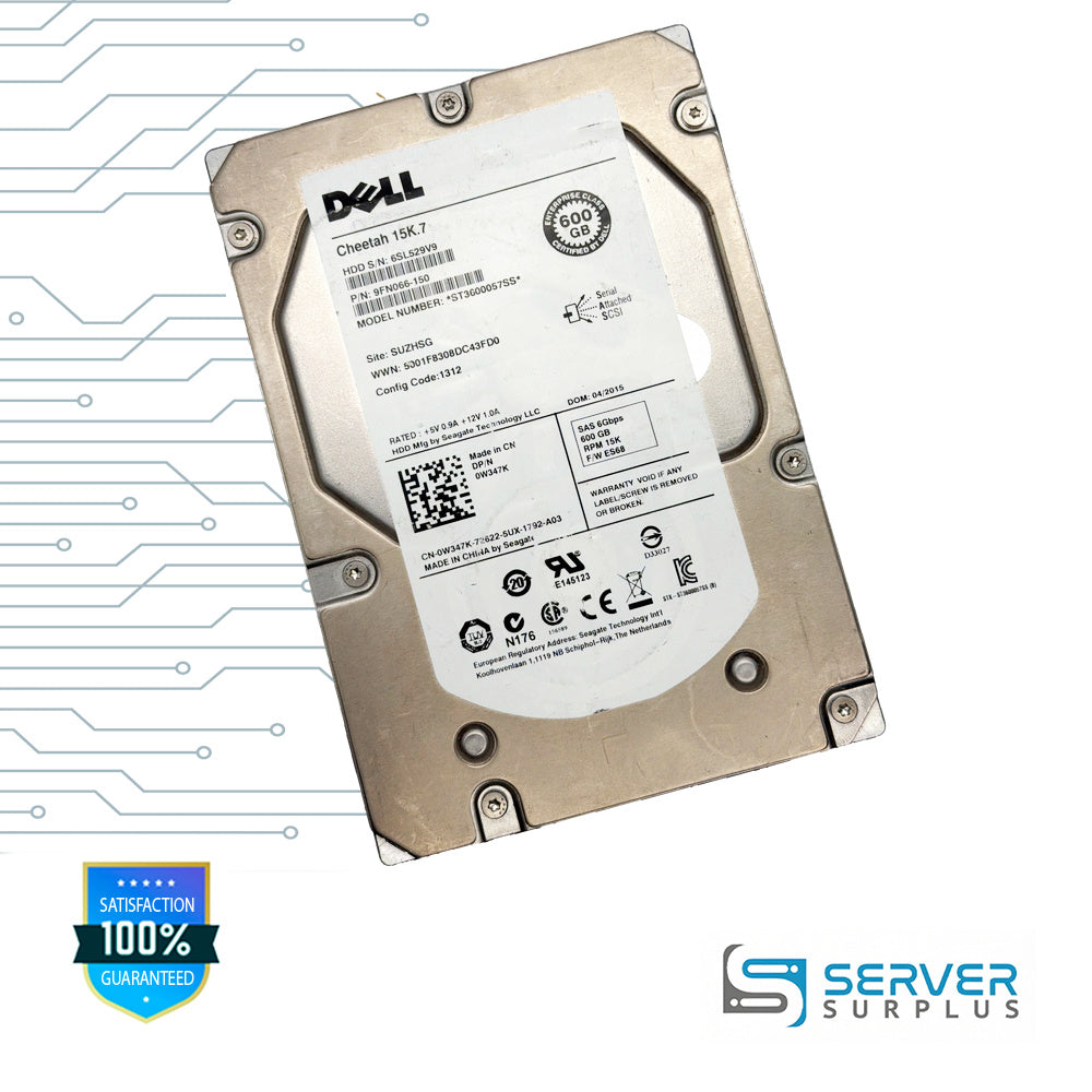Dell Cheetah 15K.7 600GB SAS 6Gb/s 3.5 in Enterprise HDD | 0W347K | ST3600057SS | 9FN066-150 | W347K